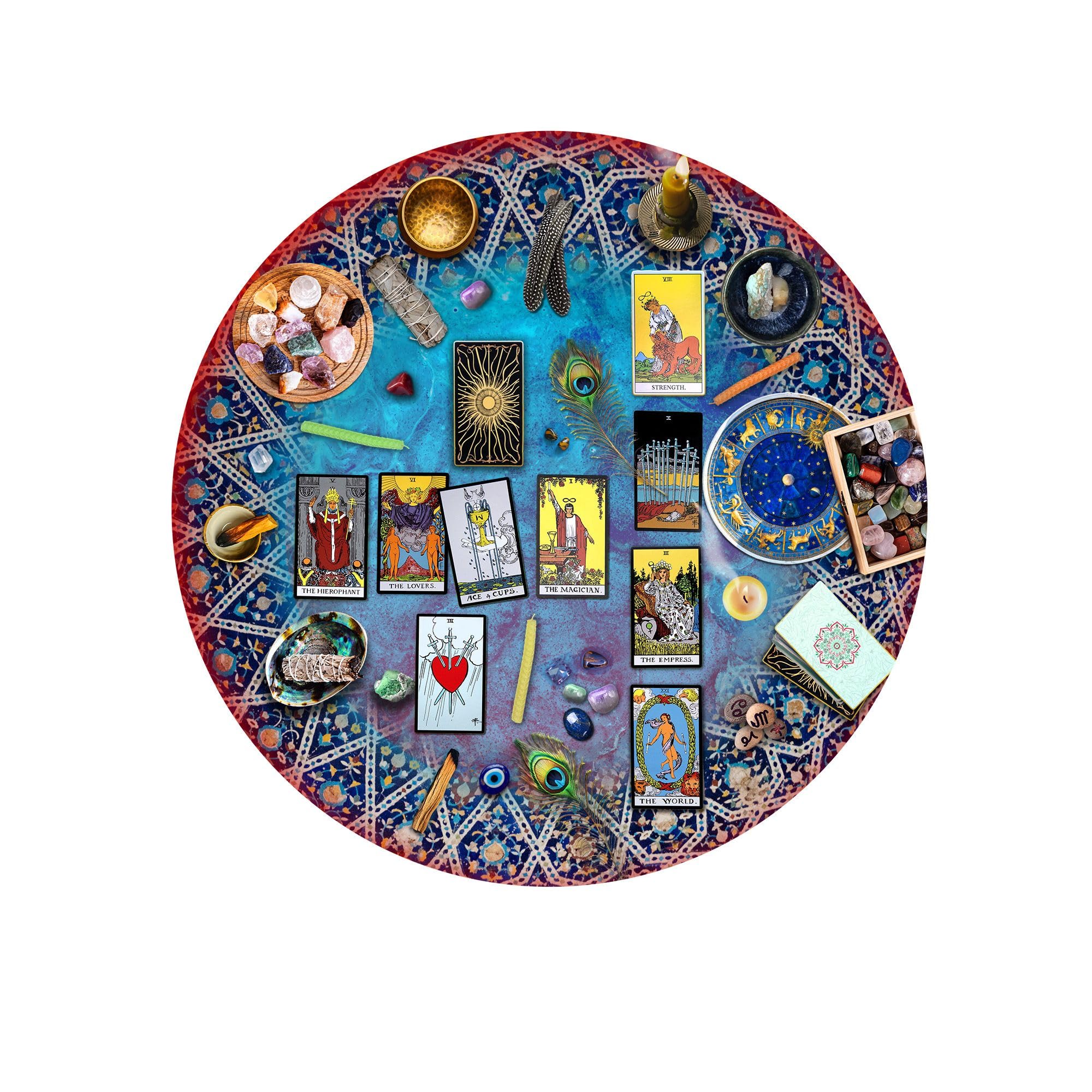 Photo 1 of Springbok Tarot Crystal Magic 500 Piece Round Puzzle for Adults - Enjoy The Mystery and Magic of Our Tarot Table