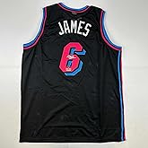 Facsimile Autographed LeBron James Miami Black Vice City Reprint Laser Auto Basketball Jersey Size Men's XL