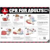 CPR Safety Poster 18" x 24" &ndash; Emergency Response Guide with Step-by-Step CPR &amp; AED Instructions for Adults, OSHA Guidelines &amp; AHA-Based First Aid Sign, Tear-Resistant Waterproof
