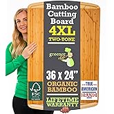 FSC® Certified 36 x 24 Inch Extra Large Bamboo Cutting Board with Lifetime Replacements – 4XL Butcher Block, Oversized Carving & Charcuterie Board, Stovetop Cover for Kitchen Counter Space