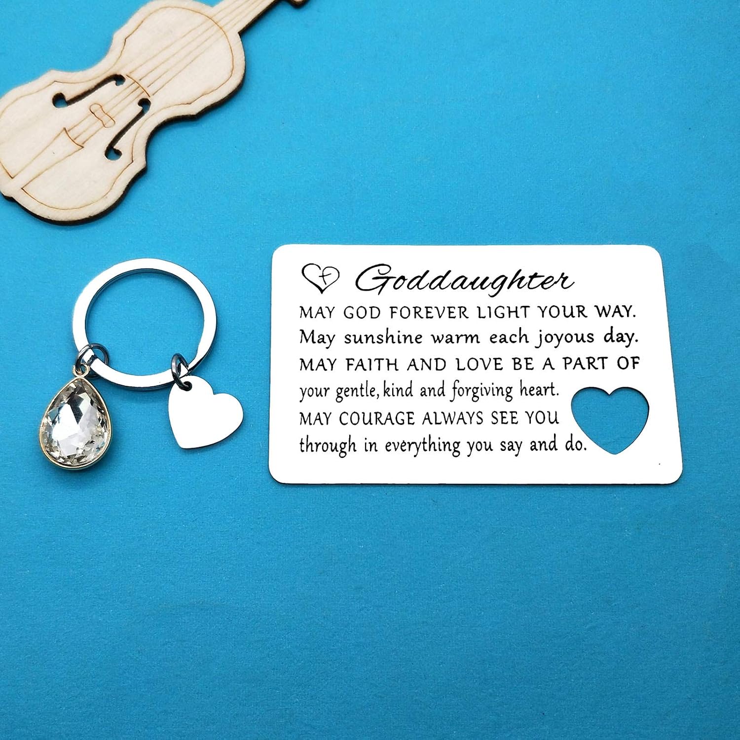 Goddaughter Christening Gifts Engraved Wallet Insert Card May God Forever Light You Way Goddaughter Gifts from Godmother Godfather Baptism Gifts Christmas Birthday Card Gifts for Goddaughter - Image 5