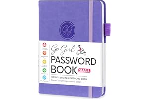 GoGirl Password Book with Alphabetical tabs - Internet Address & Password Keeper Logbook for Password Organization. Journal Notebook for Saving Website Logins Pocket Size 4.0"x5.5", Lavender