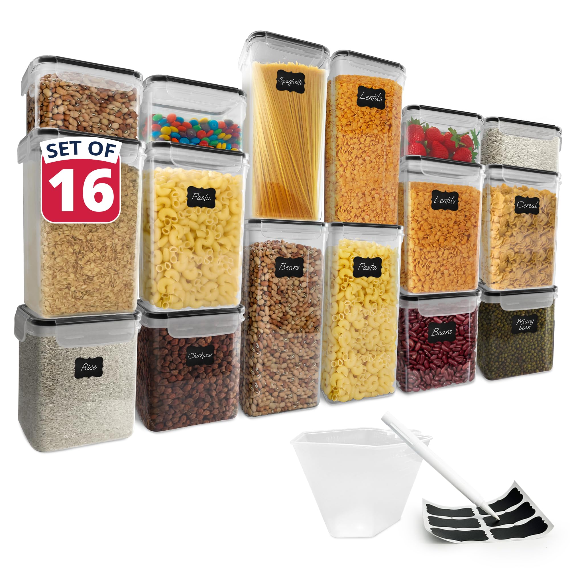 Photo 1 of ****OPENED FOR INSPECTION ****Reli. Airtight Food Storage Containers with Lids (16 Sets) | Kitchen Organizers and Storage Pantry Organizers | BPA Free Plastic Food Containers | Super Variety Pack w/Measuring Cup, 18 Labels, Pen