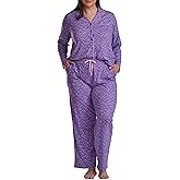 Karen Neuburger womens [Plus Size] Girlfriend Long Sleeve Notch Collar Button Up Top and Pant Bottom 2-piece Pajama Set