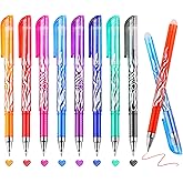RIANCY 8 Pack Assorted Colored Ink Erasable Gel Pens, 0.5mm Fine Point, Flame Patterned Barrel, Comfortable Grip, with Eraser, Ideal for Journaling Note Taking Drawing School Office Art DIY Crafts