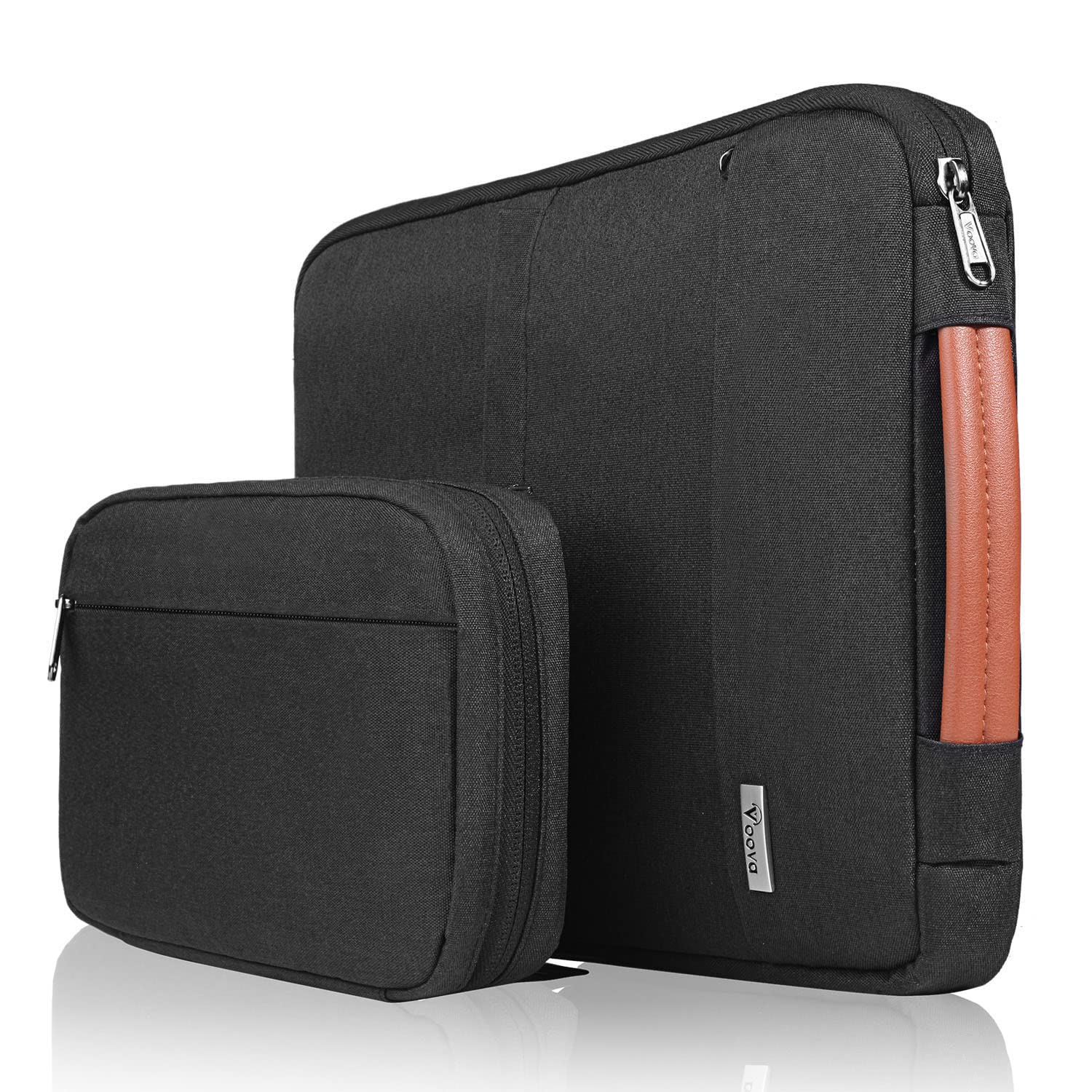 Voova Laptop Sleeve Case 13 13.3 14 Inch with Detachable Accessories Pouch, 2 in 1 Waterproof Computer Bag Cover for MacBook Air 13 M1/M2/M3/M4 2020-2025, MacBook Pro 13/14, Dark Black