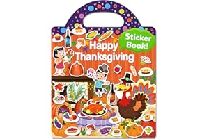OOMLOID Thanksgiving Sticker Books for Kids, Thanksgiving Gifts Reusable Sticker Books for Toddlers 1-3, 2-4, Travel Toys Acticities Crafts Birthday Gifts for Boys Girls Kids