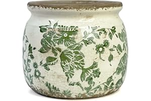 Dosayes Vintage Ceramic Ice Crack Flower Pot with Drainage Holes, Country Rustic Planters for Indoor and Outdoor,Tuscan Decor,Home,Living Room, Garden Decor, Gardening Gift (Country)