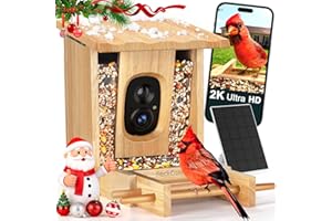 PeckCam® Bird Feeder with Camera - 4MP 2K Live AI Bird Species Identification Instant Arrival Alerts - Smart Cameras Birds Feeders Solar Powered Birdwatching Gift for Birdlover Mom Dad, 2.4GHz WiFi