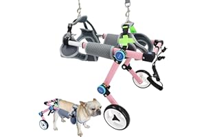 HobeyHove Adjustable Dog Wheelchair,Fordable Dog Wheelchair for Back Legs,Assist Small Pets with Paralyzed Hind Limbs to Recover Their Mobility Two Colour 5-Size (XSLW Pink)