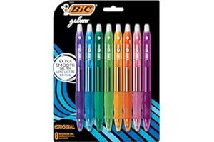 BIC Gelocity Original Smooth Writing Gel Pen with 0.7 mm Point, Retractable Design, 8-Count in Assorted Colours
