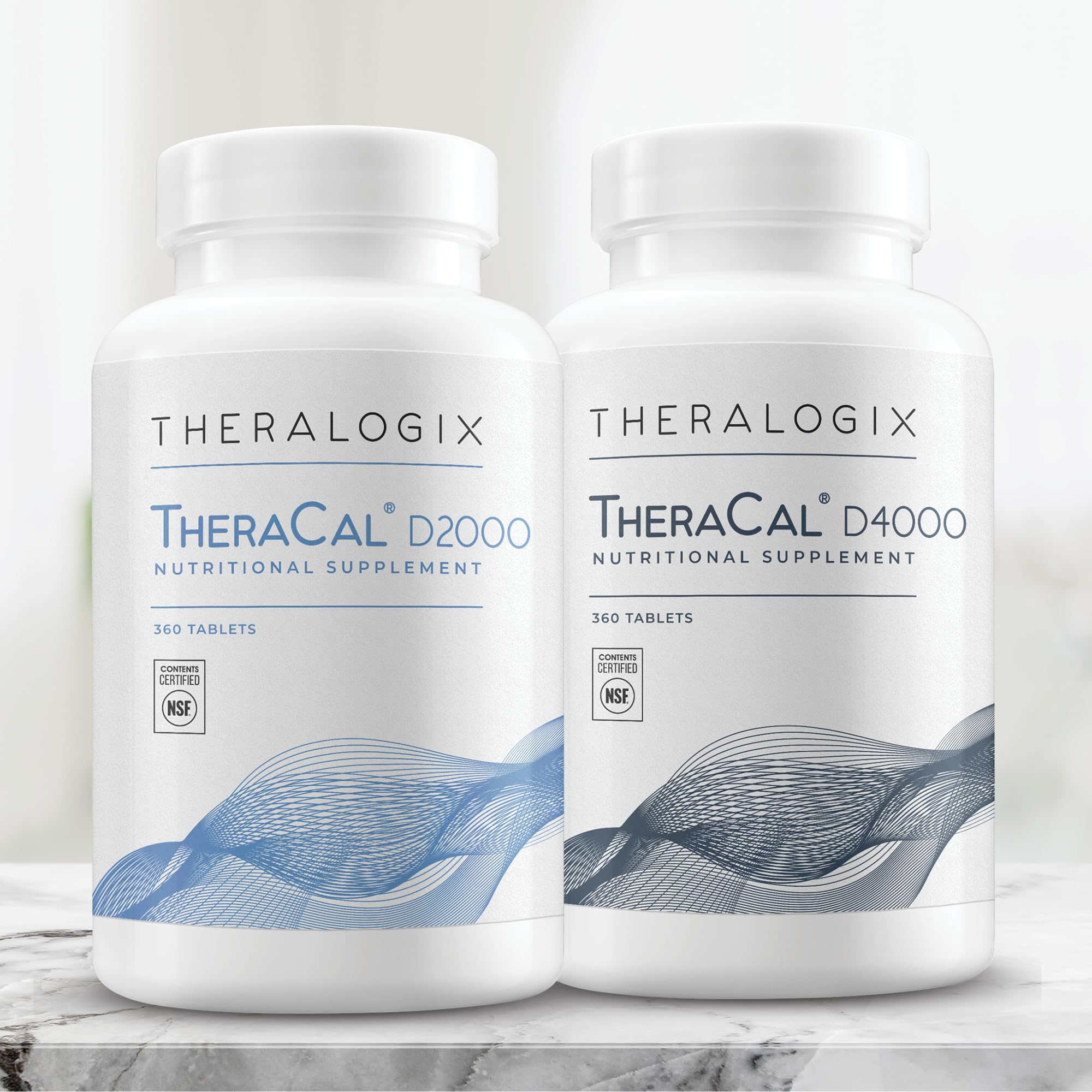 Theralogix TheraCal D4000 - Bone Health Support Supplement with Calcium, Magnesium, Vitamin D3, Vitamin K2 & Boron* - 90-Day Supply - NSF Certified - 360 Tablets