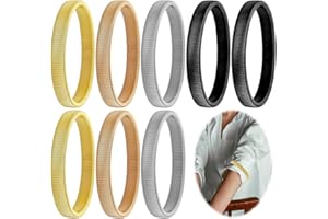 guduling 8 Pcs Sleeve Holders for Women,Sleeve Garters for Women,Sleeves Garters,Anti-Slip Shirt Sleeves Holder, Elastic Metal Armbands in Silver, Black, Gold