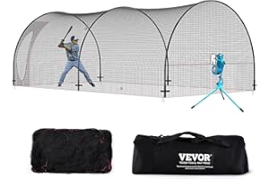 VEVOR Baseball Batting Cage, Softball and Baseball Batting Cage Net and Frame, Practice Portable Cage Net with Carry Bag, Hea