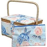 SINGER Sew'n Stow Sewing Basket and Zipper Pouch-Hydrangeas Print 00045