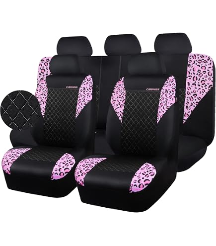 UNICEU Classic Brown Leopard Car Seat Covers Front Seats Only Set Of 2, Soft Comfy Vehicle Seat Protector Covers, Animal Wild Cheetah Design Auto Bucket Seat Covers, Universal