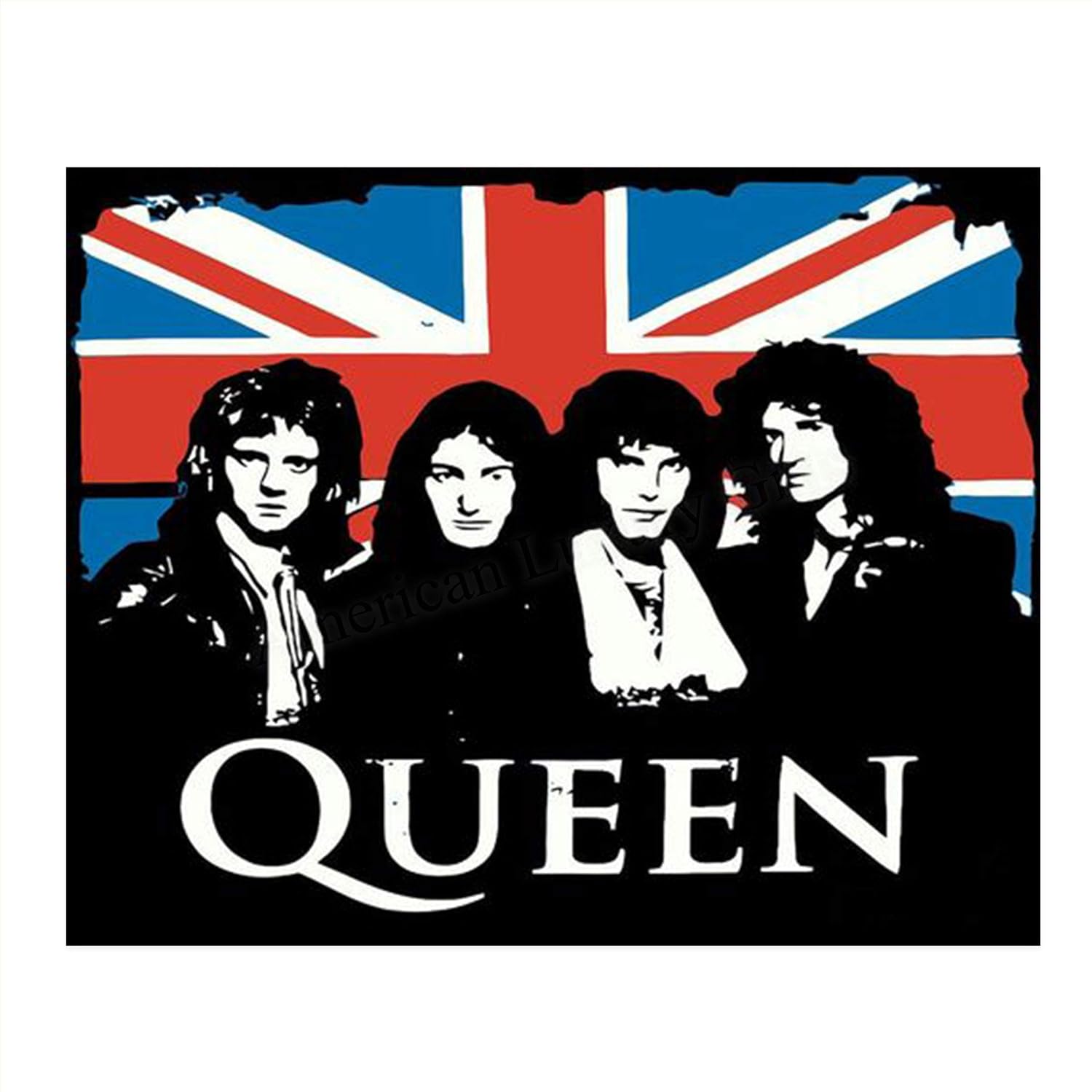 amazoncom queen band british flag vintage wall art 10 x 8 wall