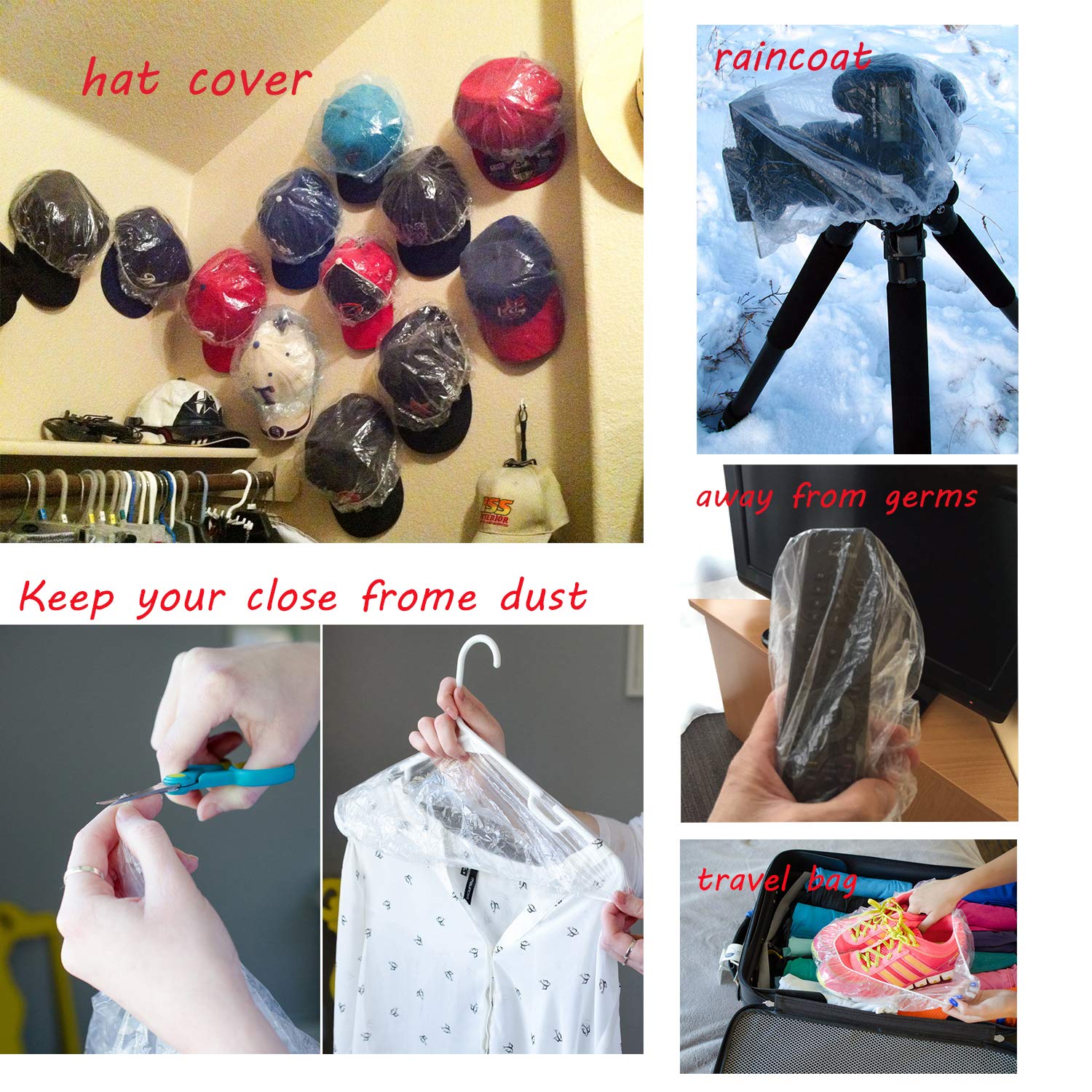 Vextronic Disposable Shower Caps 100PCS, Individually Wrapped Larger and Thicker Shower Cap Plastic Waterproof Shower Cap for Women Men, Spa, Home Use, Hotel and Hair Salon, Portable Travel : Beauty