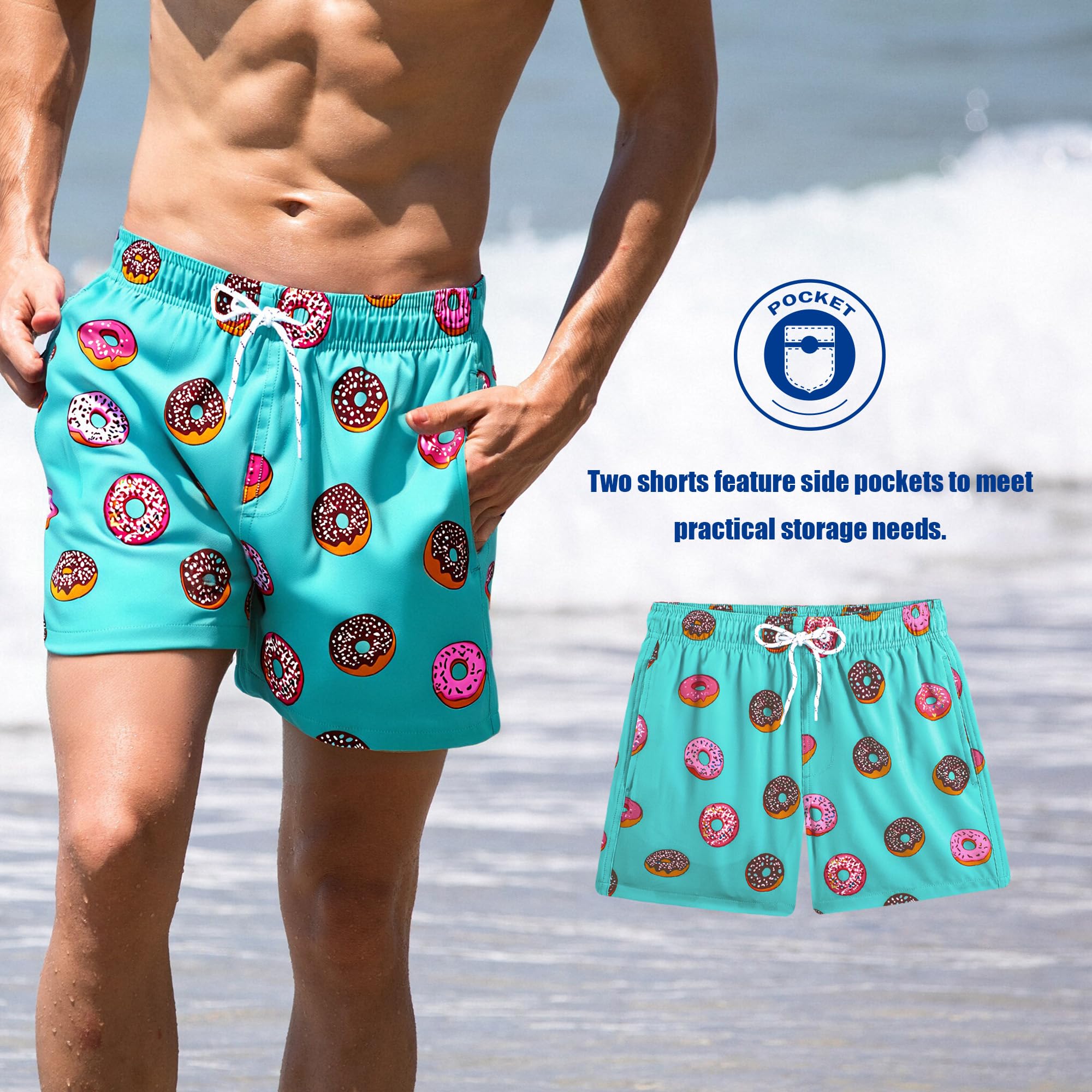 Condition photo showing New/Like New for brisira mens swim trunks 5 inch compression liner beach swim shorts bathing suit quick dry 4-way str