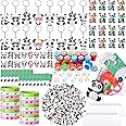 Seajan 162 Pcs Panda Birthday Party Favors for 16 Kids Include Keychain Ring Bracelet Stamp Erasers Sticker Bag Tags for Panda Sloth Butterfly Monkey Theme Birthday Baby Shower Party Decor