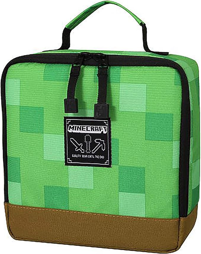 Jinx Minecraft Creeper Block Insulated Kids School Lunch Box Green 8 5 X 8 5 X 4 Toys Games Amazon Com