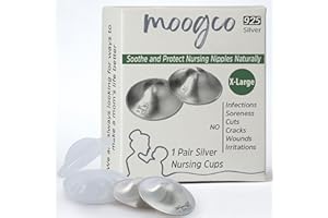 Moogco The Original Silver Nursing Cups - Nipple Shields for Nursing Newborn - Breastfeeding Essentials - Newborn Essentials Must Haves - Nipple Covers Breastfeeding - 925 Silver (X-Large)
