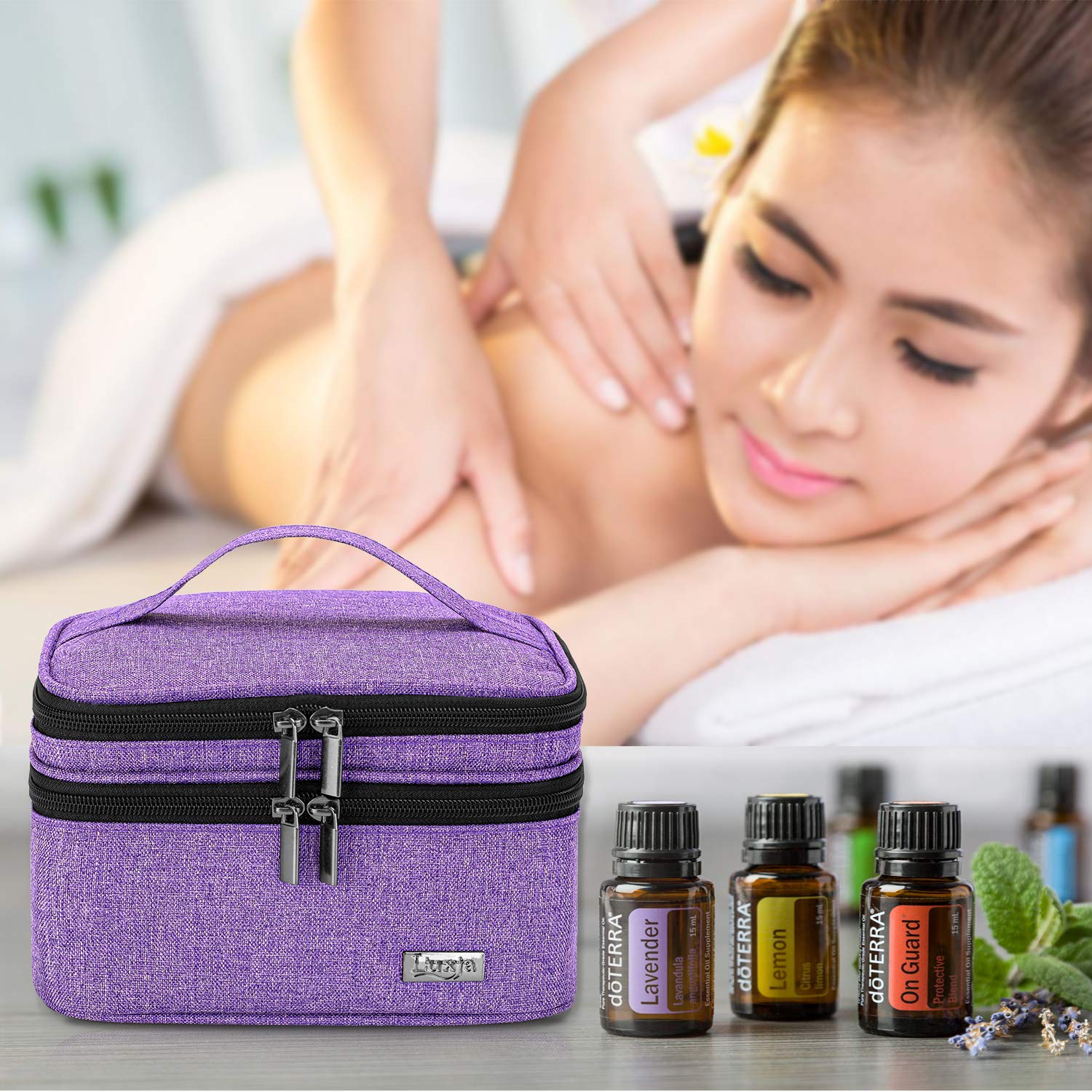 Luxja Essential Oil Carrying Case - Holds 30 Bottles (5ml-30ml, Also Fits for Roller Bottles), Double-Layer Organizer for Essential Oil and Accessories, Purple (Bag Only) : Beauty