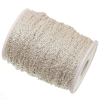 ILOVEDIY 5 Meter Versilbert Metallkette Gliederkette Kabelkette Link Kette zum Basteln Schmuckherstellung