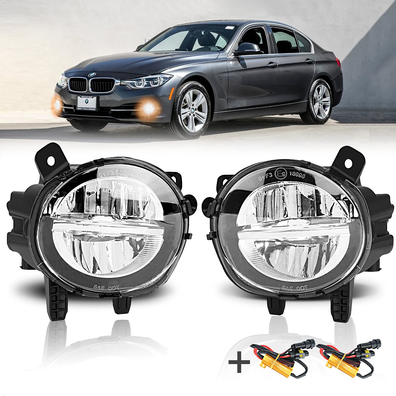 Photo 1 of TangMiGe Fog Lights for BMW (F30 F32 F33 F36, 230i 320i 328d 328i 330e 330i 335i 340i 428i 430i 435i 440i, 2 3 4 Series), 2012-2020, LED Fog Lamps Replacement, 1 Pair, Clear Lens, LED Bulbs
