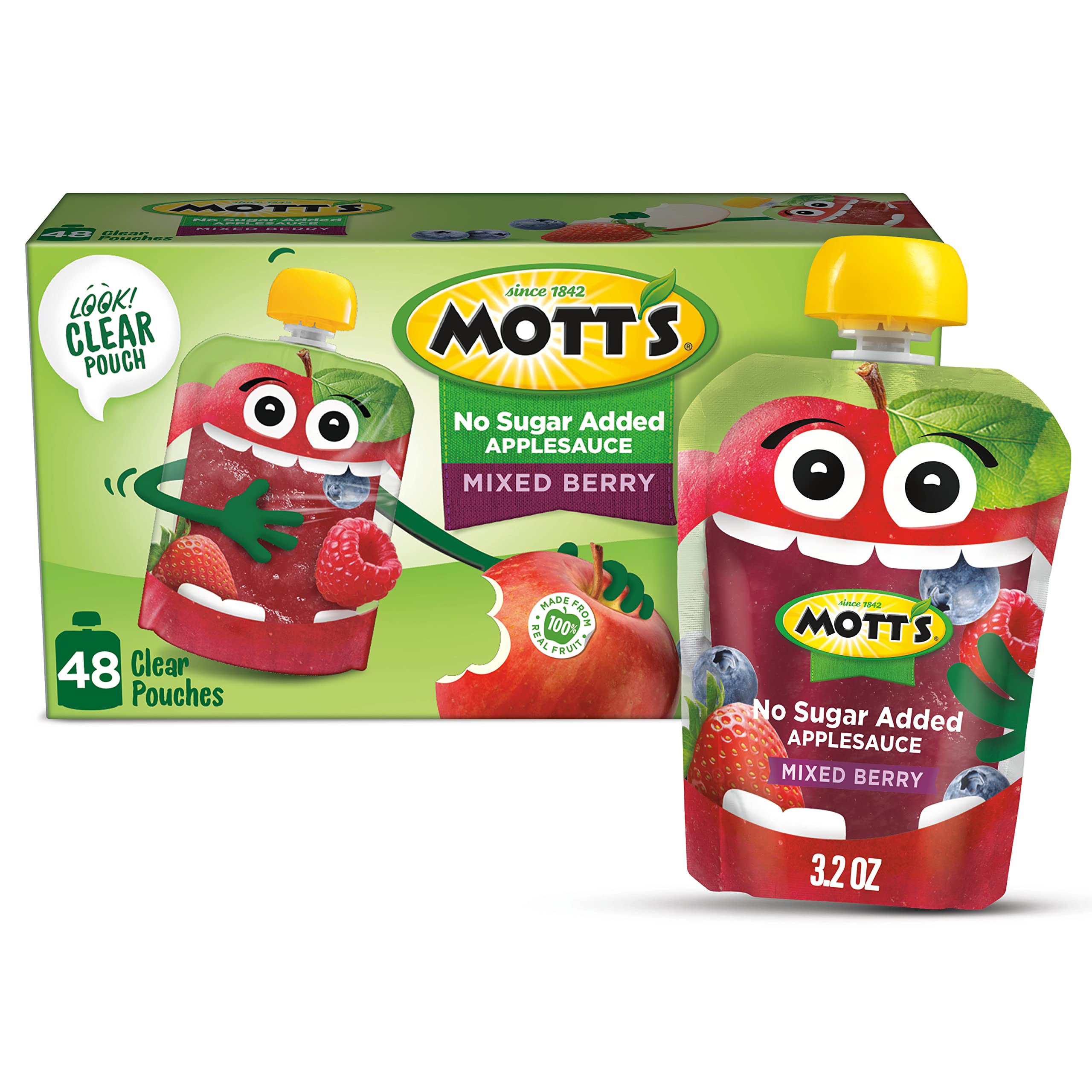 Mott's No Sugar Added Mixed Berry Applesauce, 3.2