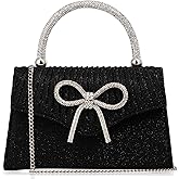 Venoline Sparkling Evening Clutch Purse for Women,Rhinestone Bow Top Handle Party Handbag,Wedding Prom Formal bag