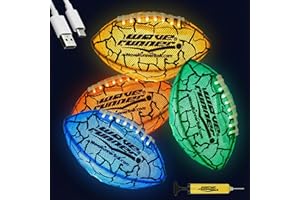 Wave Runner Glow in The Dark Junior Size Waterproof LED Football for Kids, Teens & Adults – Color-Changing Light Up Football with Type-C Rechargeable Design & Pump Included