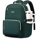 LOVEVOOK Laptop Backpack for Women with Pouch Pocket for Large Capacity Cup,17 Inch Laptop Computer Bag Travel Backpack Purse,Waterproof Work Business Backpack College Teacher Bags,Dark Green