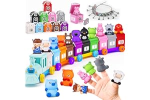 Toddler Train Toys for 1 2 3 4 Year Old, Counting, Matching, Sorting, Preschool Montessori Learning Toy, 10 Farm Animals, Fin