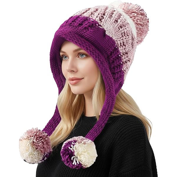 JUENAWMIU Women Winter Peruvian Cover Ears Beanie Hat With Ear