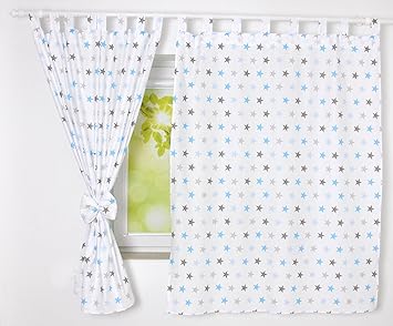 BABYLUX Kinderzimmer VORHANGE mit Schlaufen Kinder und Baby Gardinen 2x 120x160 cm (94. Sterne Blau)