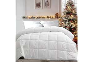 puredown® Feather and Down Comforter King Size, Lightweight Duvet Insert, Ultra-Soft 100% Cotton Shell Light Warmth Bedding Comforters(White, 88 * 104")