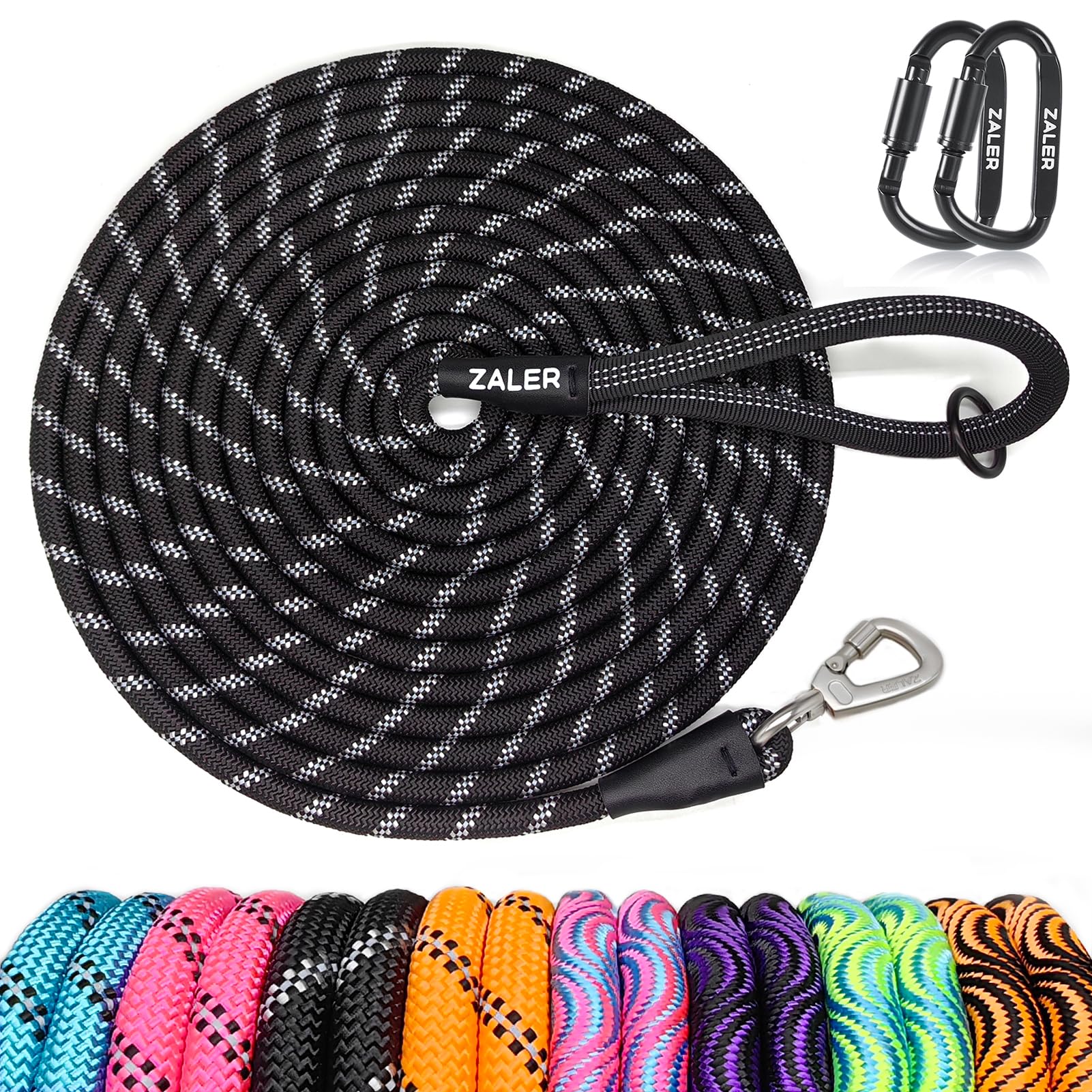 Photo 1 of ZALER Long Dog Leash, 50 feet 30ft 20ft 15ft 10ft Dog Training Lead, Heavy Duty Reflective Check Cord Recall Leash for Dogs Training, Playing, Camping, or Backyard (10FT, Black)