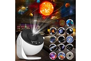 FlyLily Galaxy Projector, 13 in 1 HD Planetarium Star Projector for Bedroom, 360 Rotating Star Light with Adjustable Knob and Timer for Kids, Ceiling, Gifts, Room Decoration