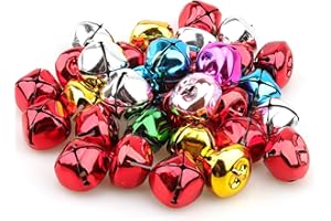 Lainrrew Jingle Bells, 1.37" Large Colorful Craft Bells Christmas Bells Metal Bells DIY Bells Bulk for Christmas Holiday Home Festival Decoration Craft Projects (1.37Inch - 48Pcs)