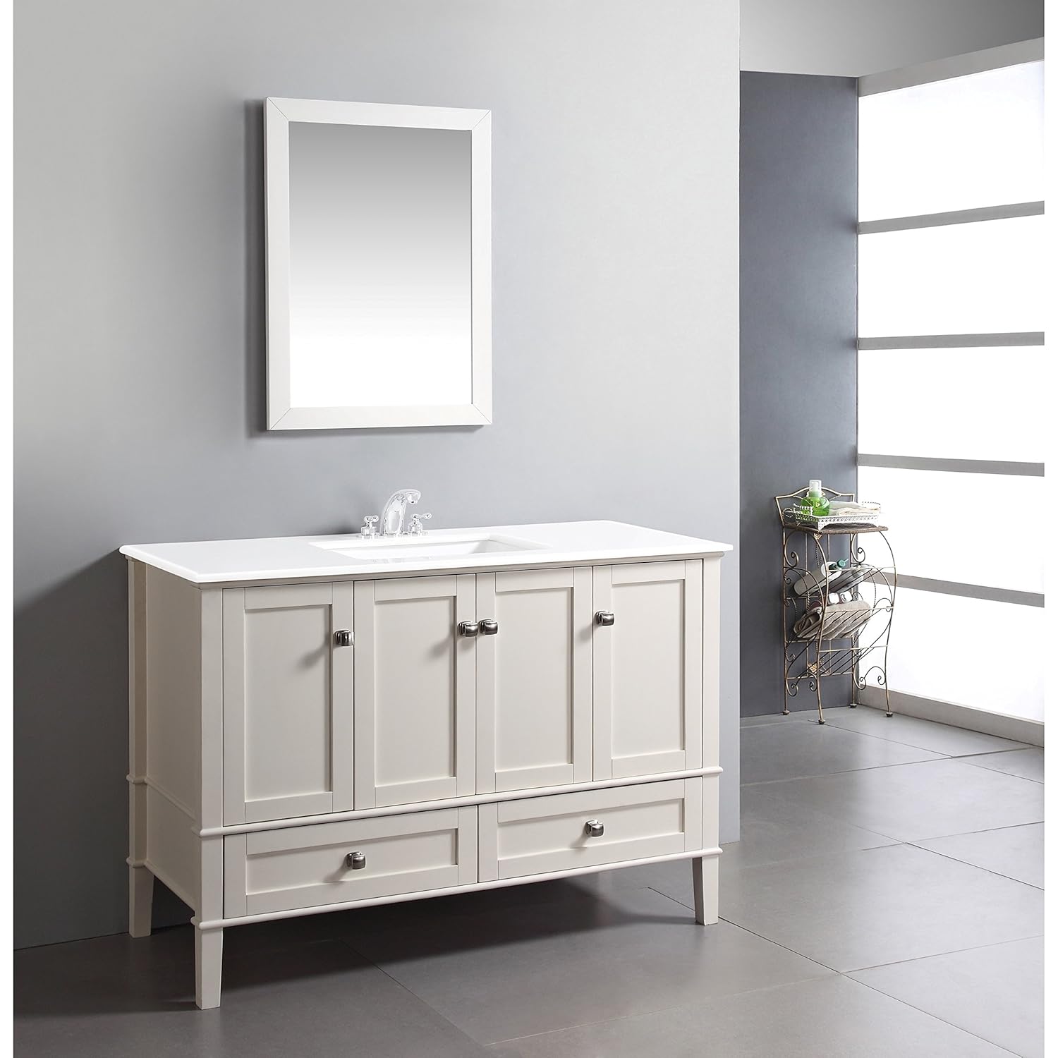 Metro Shop Windham Soft White 48inch Bath Vanity with 2 Doors, Bottom