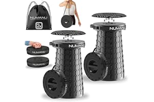 NUMANU 2-Pack 2025 Upgraded XXL Collapsible Stool 19.7" Tall, Max Weight 1000lbs, Heavy Duty Portable Retractable Folding Cha
