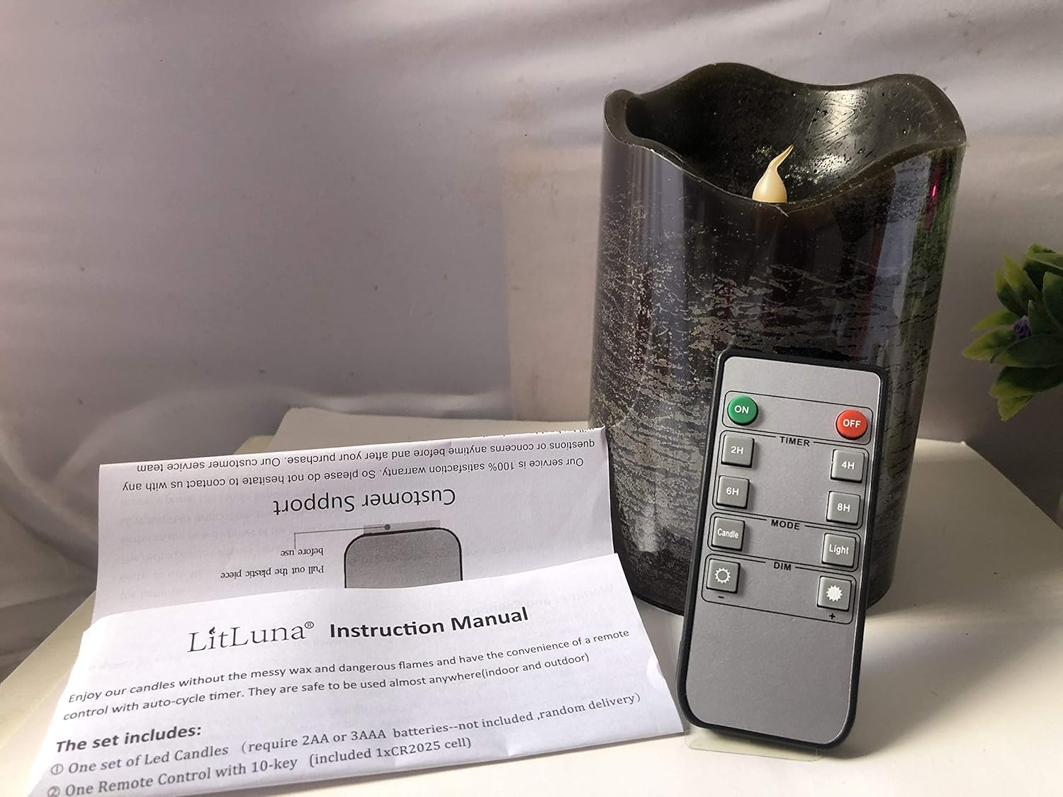 Black Led Candles with Remote and Timer, Large Real Wax Pillar Candles