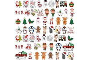 DILUNAVE 60 Sheets Christmas Iron on Transfers Santa Claus Iron on Patches Iron on Stickers Washable Heat Transfer Appliques Thermal Transfer Stickers for Christmas Shirt Cloth DIY Crafts Party Favors(Cute)