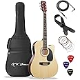 Jameson Guitars Full Size Thinline Acoustic Electric Guitar with Free Gig Bag Case & Picks Natural Right Handed
