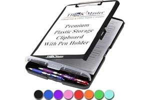 Think2Master Black Plastic Storage Clipboard with Pencil Holder. | 25% Heavier & 25% Sturdier| Heavy Duty. Must Have for Nurses, Teachers & Classrooms.