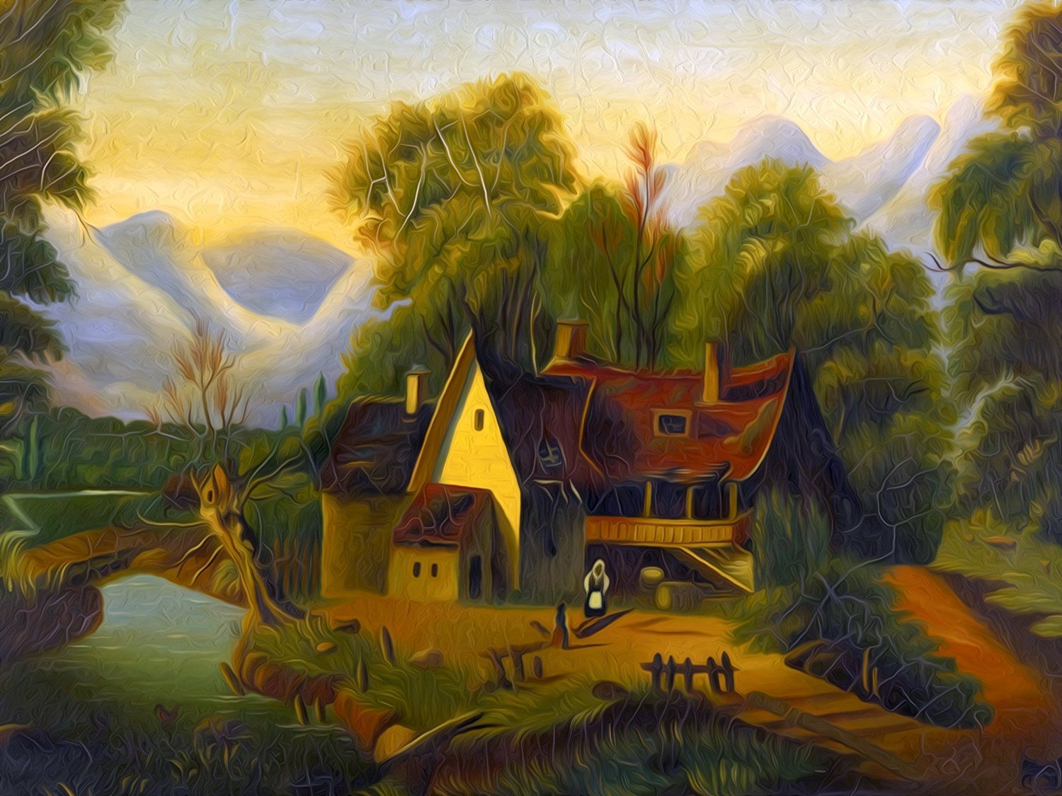 TUMBLE-DOWN COTTAGE T. Chambers lake Tile Mural Kitchen Backsplash Ceramic 10x8