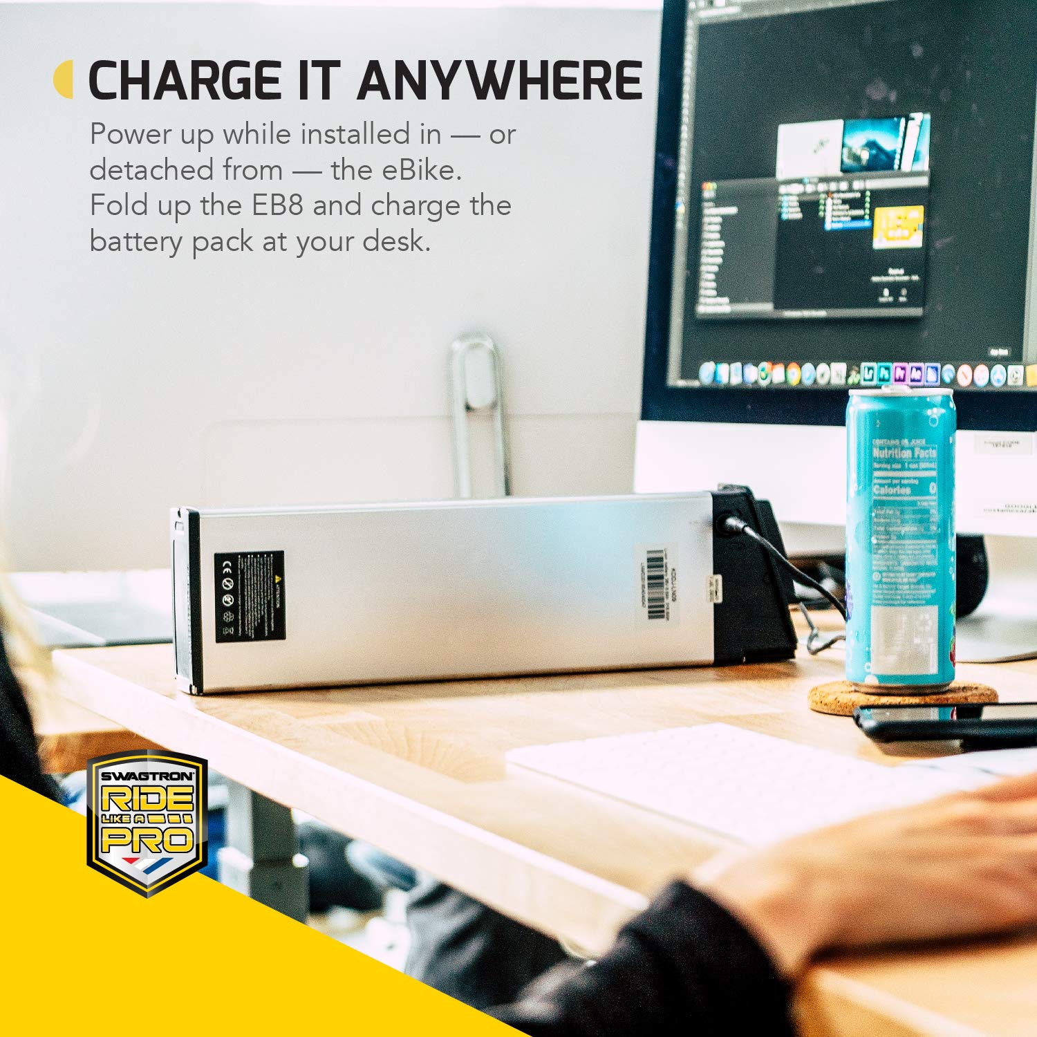 Swagtron EB-8 Swappable eBike Battery Pack | Removable with up to 21.4 Miles Range Per Charge 