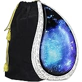 M MEILINXU Cremation Urns for Human Ashes Adult Man or Women, Funeral Urn for Ashes Adult Male or Female, Cosmic Galaxy Decorative, Teardrop Aurora Borealis Urn, Black and Blue - Large Full Size