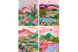 TIWABB 4 Pack Stamped Cross Stitch Kits - Counted Cross Stitch Kits for Beginners Adults,11 CT Mountain Plants Patterns Dimensions Embroidery Kits Arts Craft Kits,for Gift and Home Decor 12x16inch